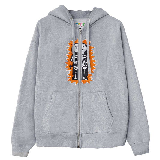 SKELECTRIC ZIP YOUTH HOODIE - GREY - F*CE