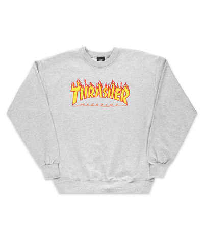 Thrasher Flame Logo Crewneck Grey