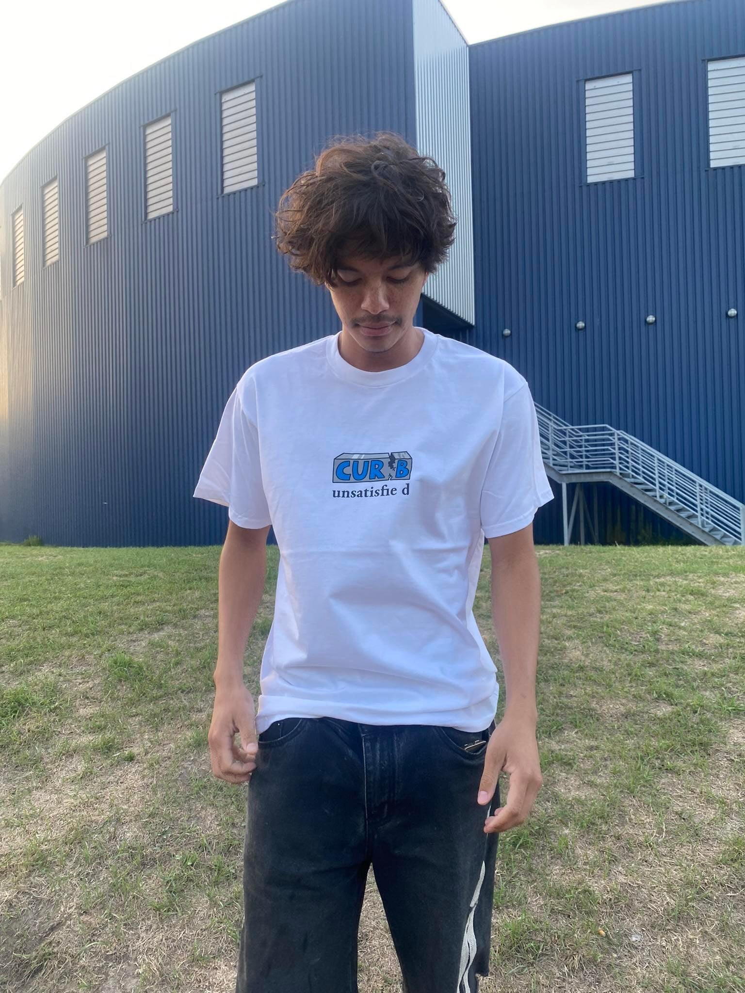 Curb x Unsatisfied Cracked Tee White