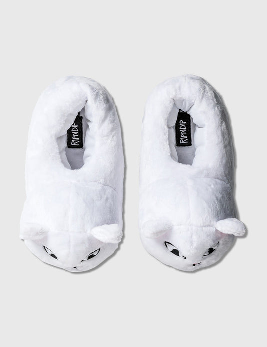 Ripndip Lord Nermal Fuzzy Slippers White