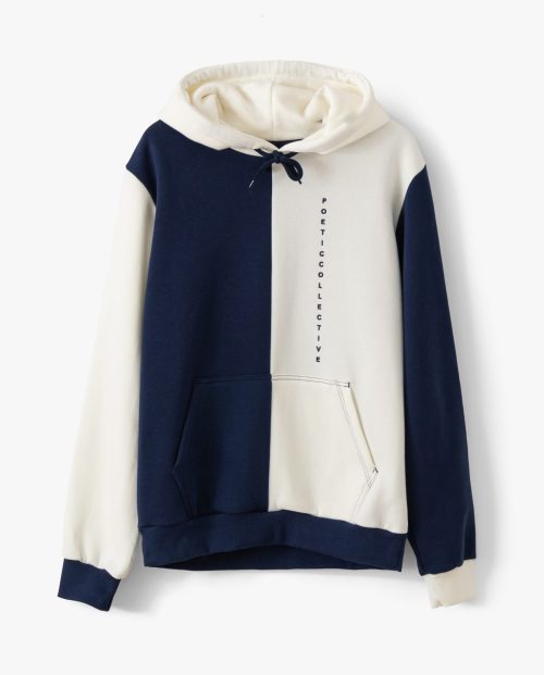 Poetic Block Color Hoodie Off White/Navy