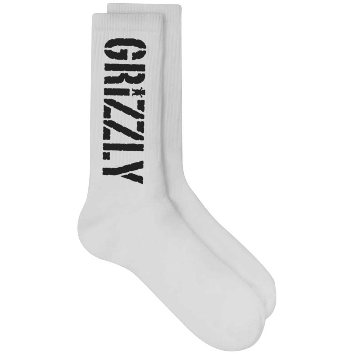 Grizzly Stamp Socks White