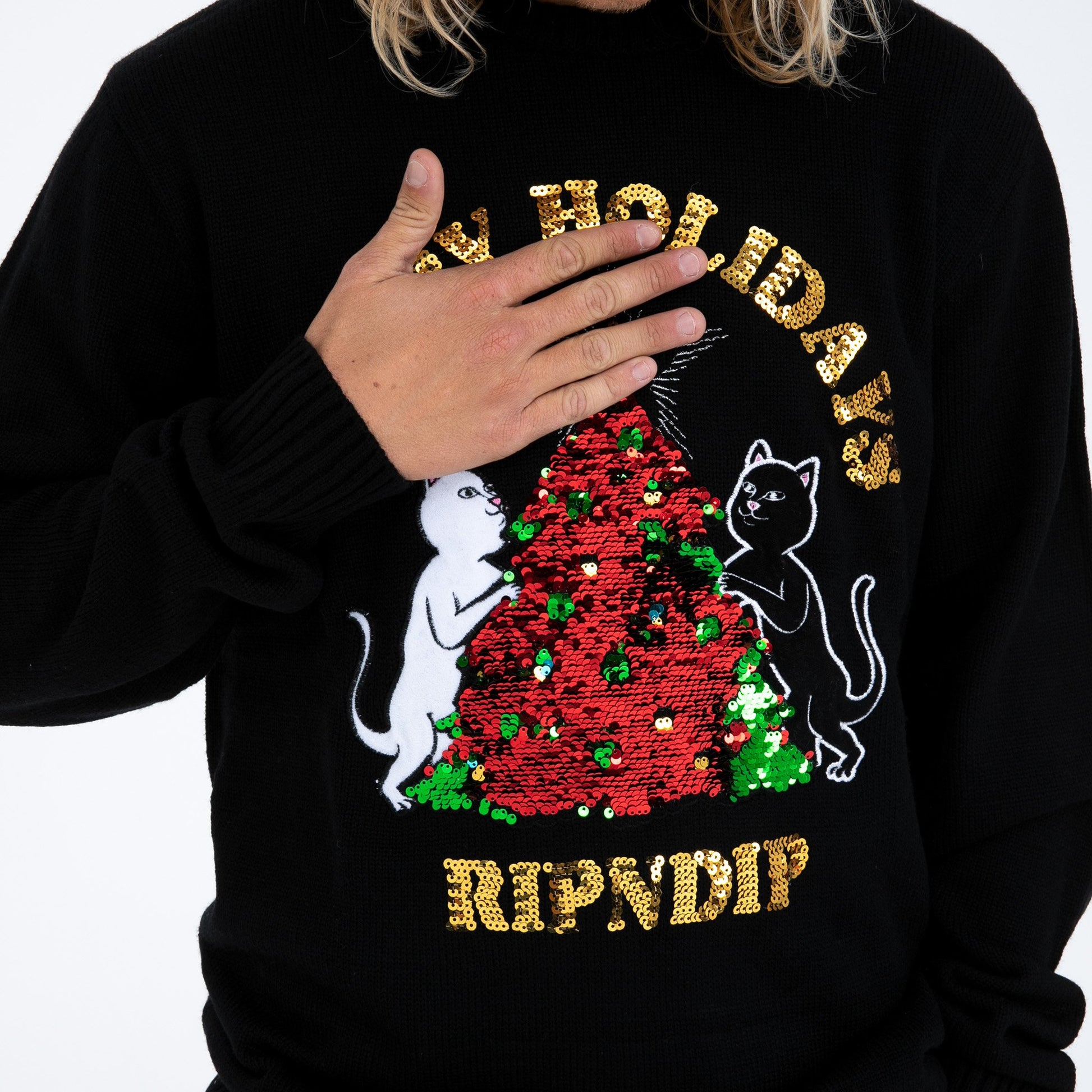 Ripndip Litmas Tree Knitted Sweater Black