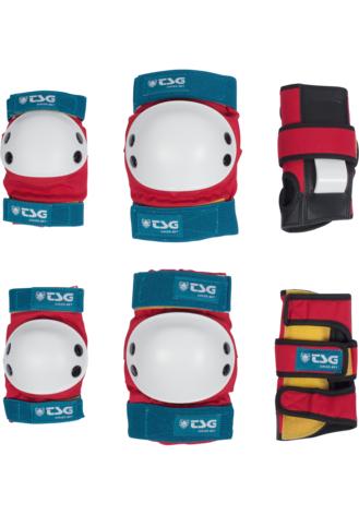 TSG Junior Protection Set Black (Wrist, Elbow & Knee) Red/White/Blue