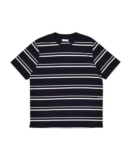 Pop Trading Company Striped Logo Tee Black White