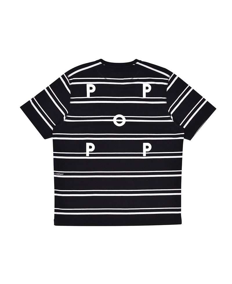 Pop Trading Company Striped Logo Tee Black White