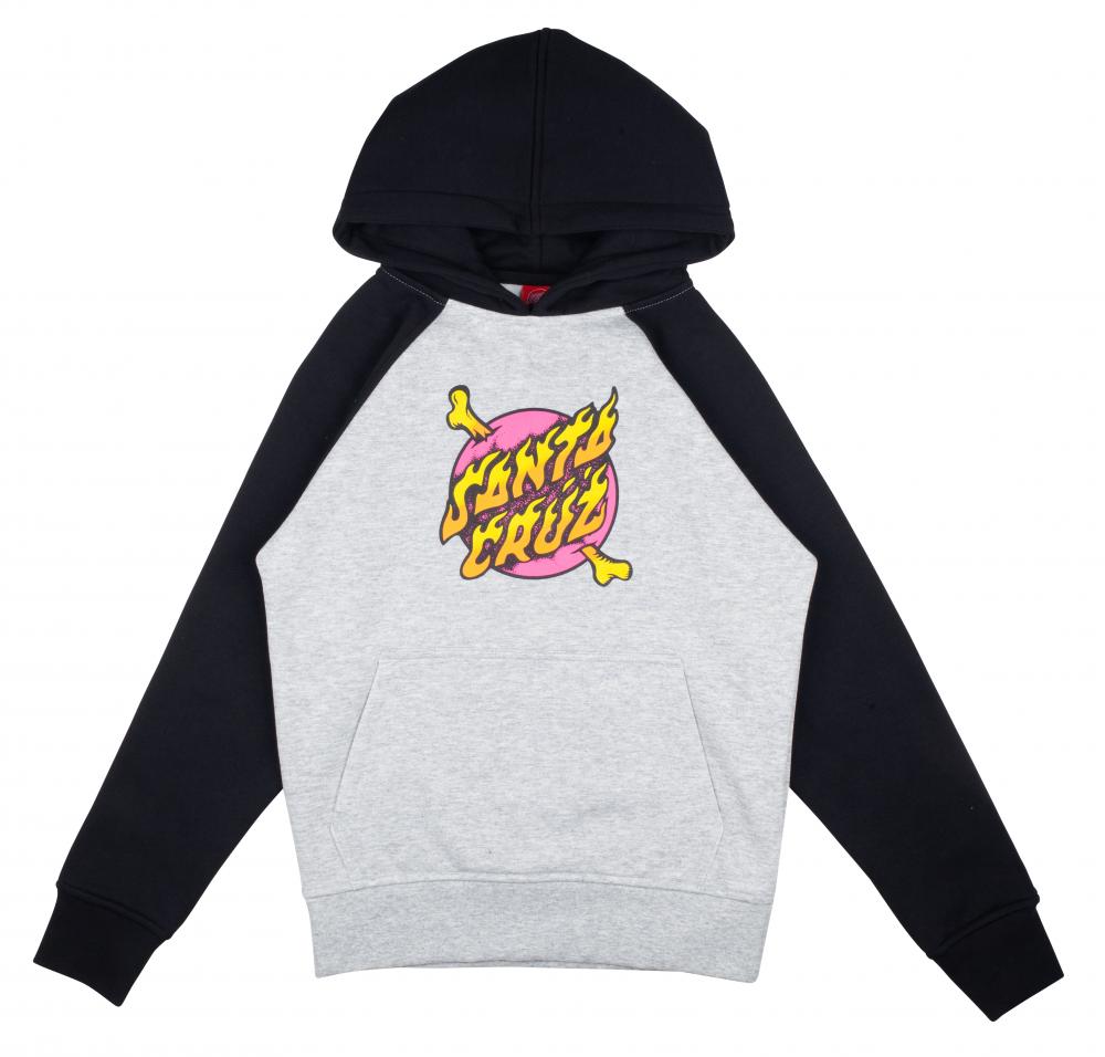Santa Cruz Youth Crossbone Raglan Black/Grey Hood