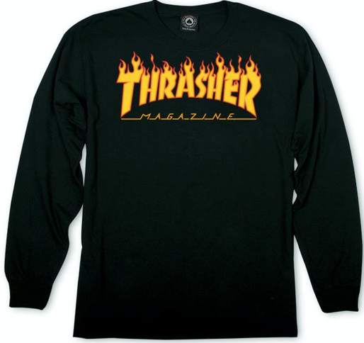 Thrasher Flame Logo Longsleeve Black