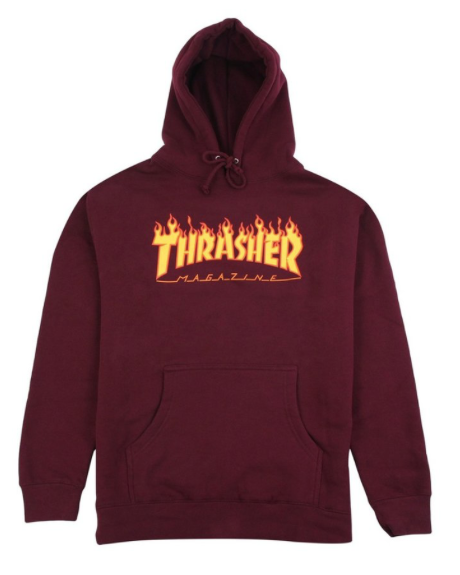 Thrasher Flame Logo Hood Maroon