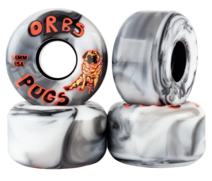 Orbs Wheels Pugs 54mm 85A Black/White Swirl (Soft Wheels)