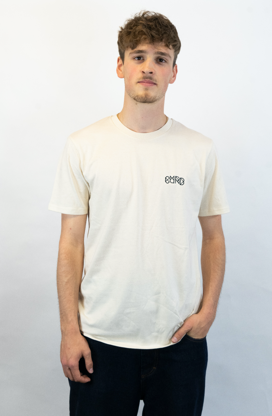 Curb Classic Logo Embroidery Tee Natural Raw