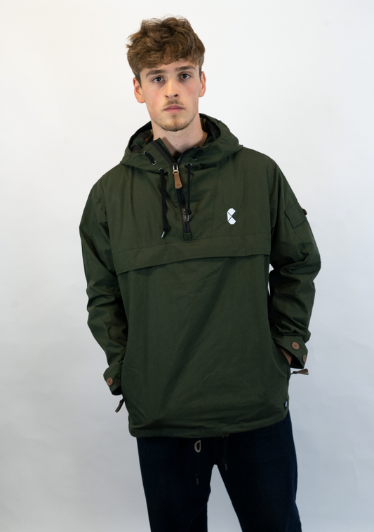 Curb Pac Pullover Anorak Jacket Olive Green