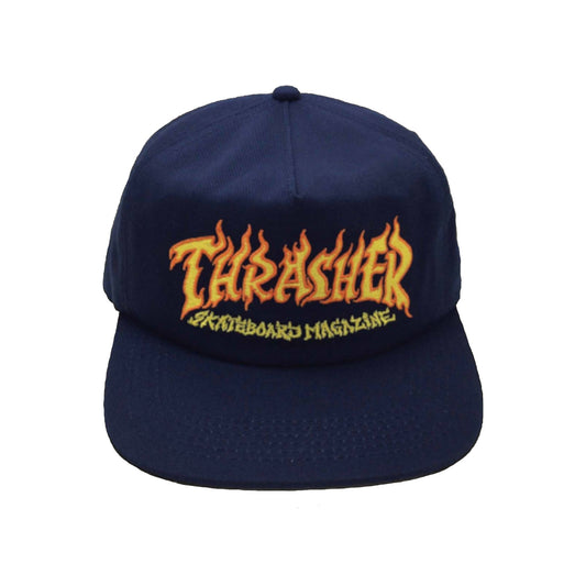 Thrasher Fire Logo Snapback Navy Blue