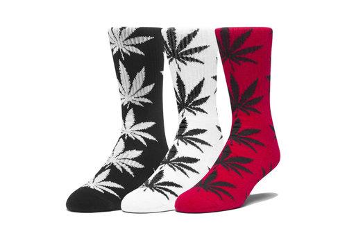 Huf 3 Pair Plantlife Socks Black/White/Cyber Red