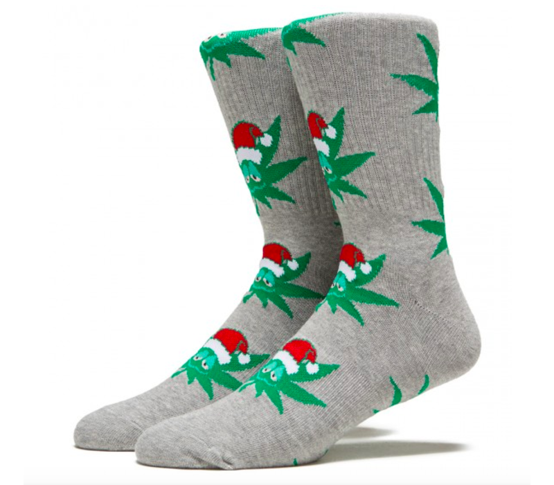 Huf Green Buddy Santa Socks Grey Heather