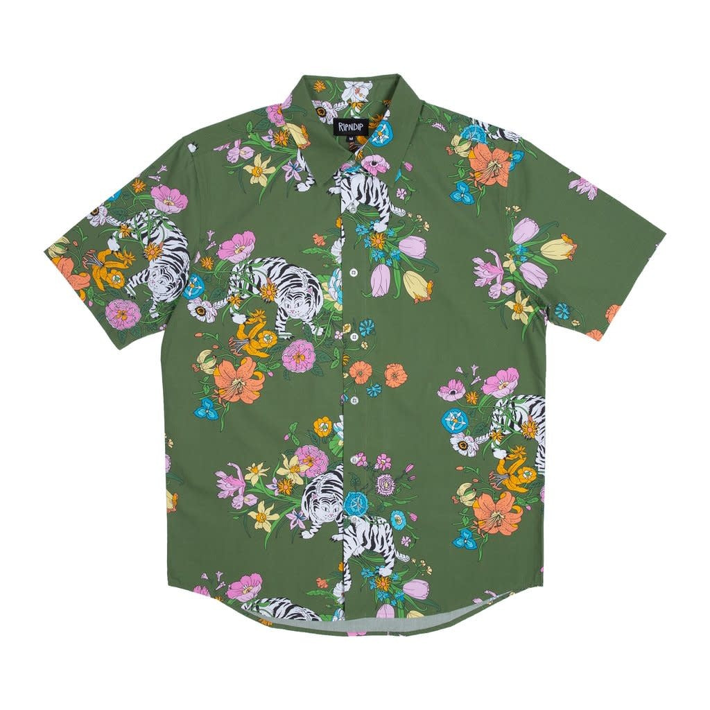 RipnDip Blooming Nerm Button Up Shirt Olive Green