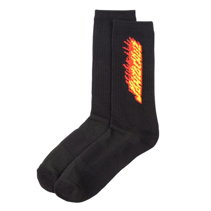 Santa Flaming Strip Sock Black