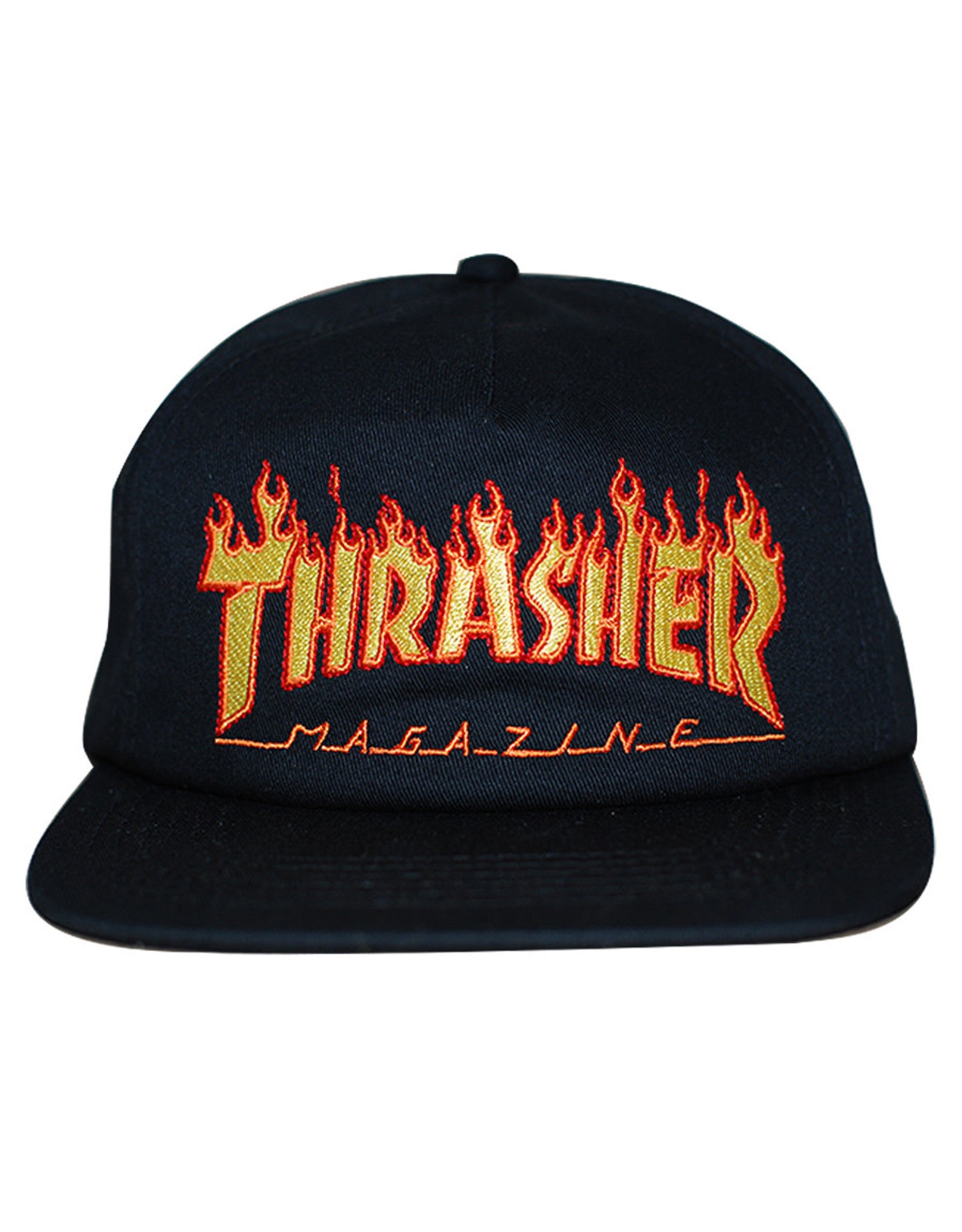 Thrasher Flame Embroidered Snapback Black