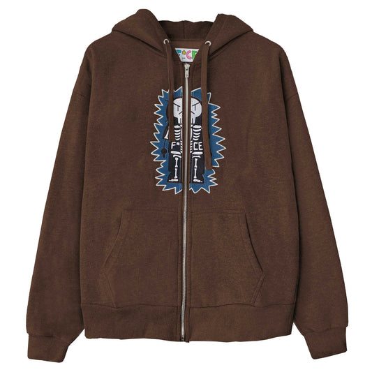 SKELECTRIC ZIP YOUTH HOODIE - BROWN - F*CE